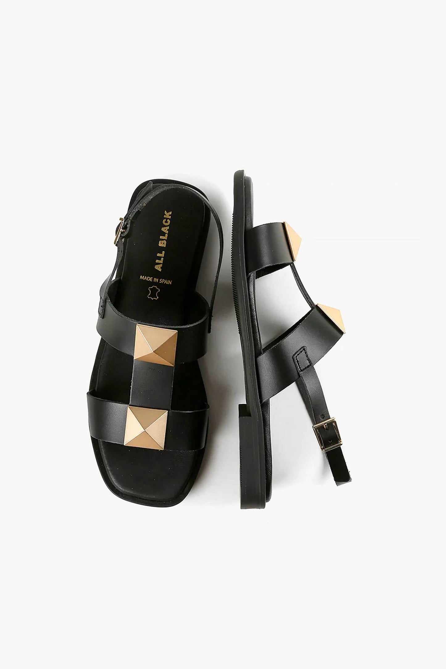 All Black - Women's Pyramid Stud Sandal