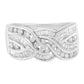 10K White Gold Diamond Bypass Ring (1 Cttw, H-I Color, I1-I2 Clarity) - Size 6-3/4