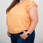 Bibi - Curvy Floral Damask Ruffle Sleeve Top