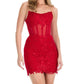 Ashleylauren - Strapless Lace Appliqué Mini Dress