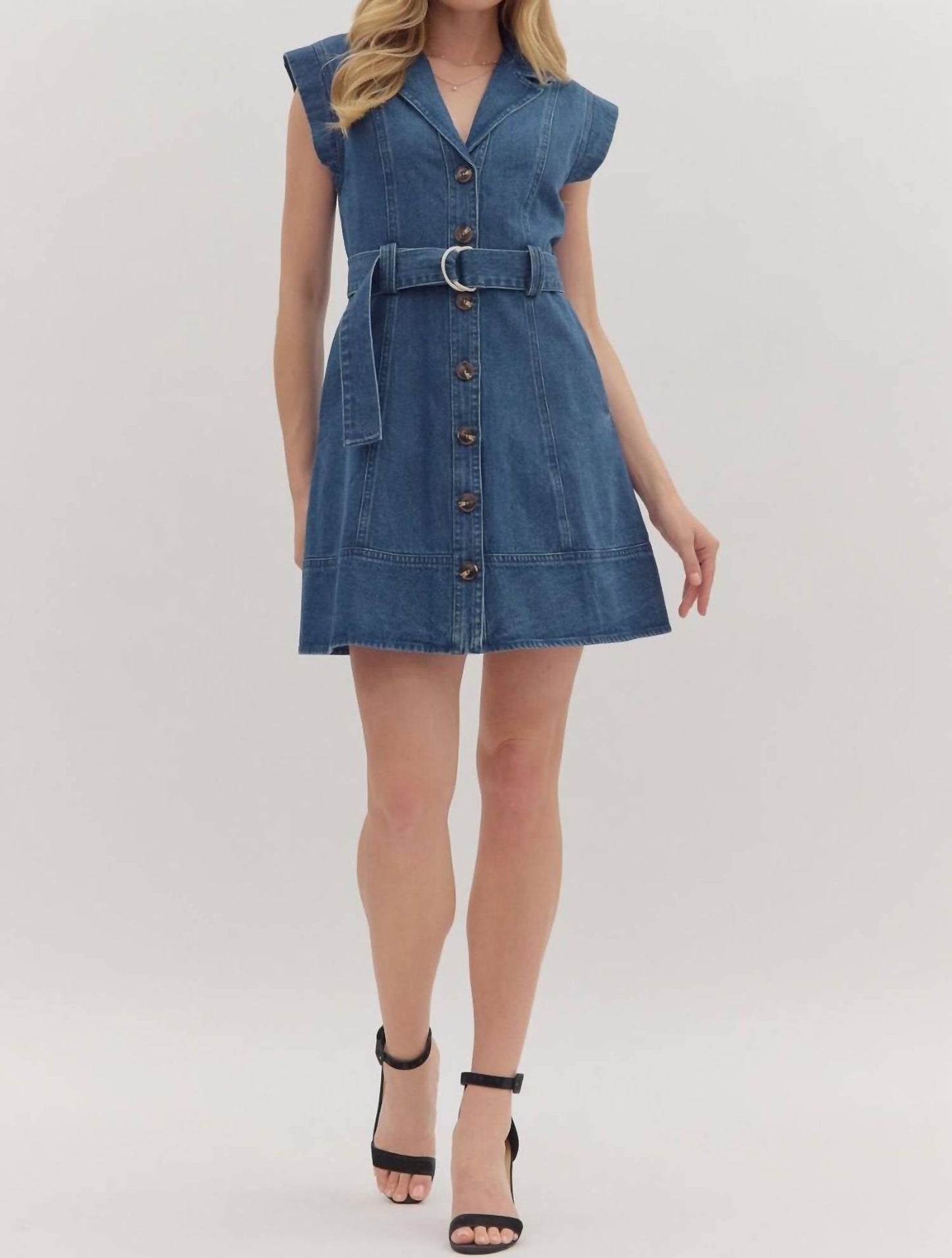 Entro - Cap Sleeve Belted Mini Dress