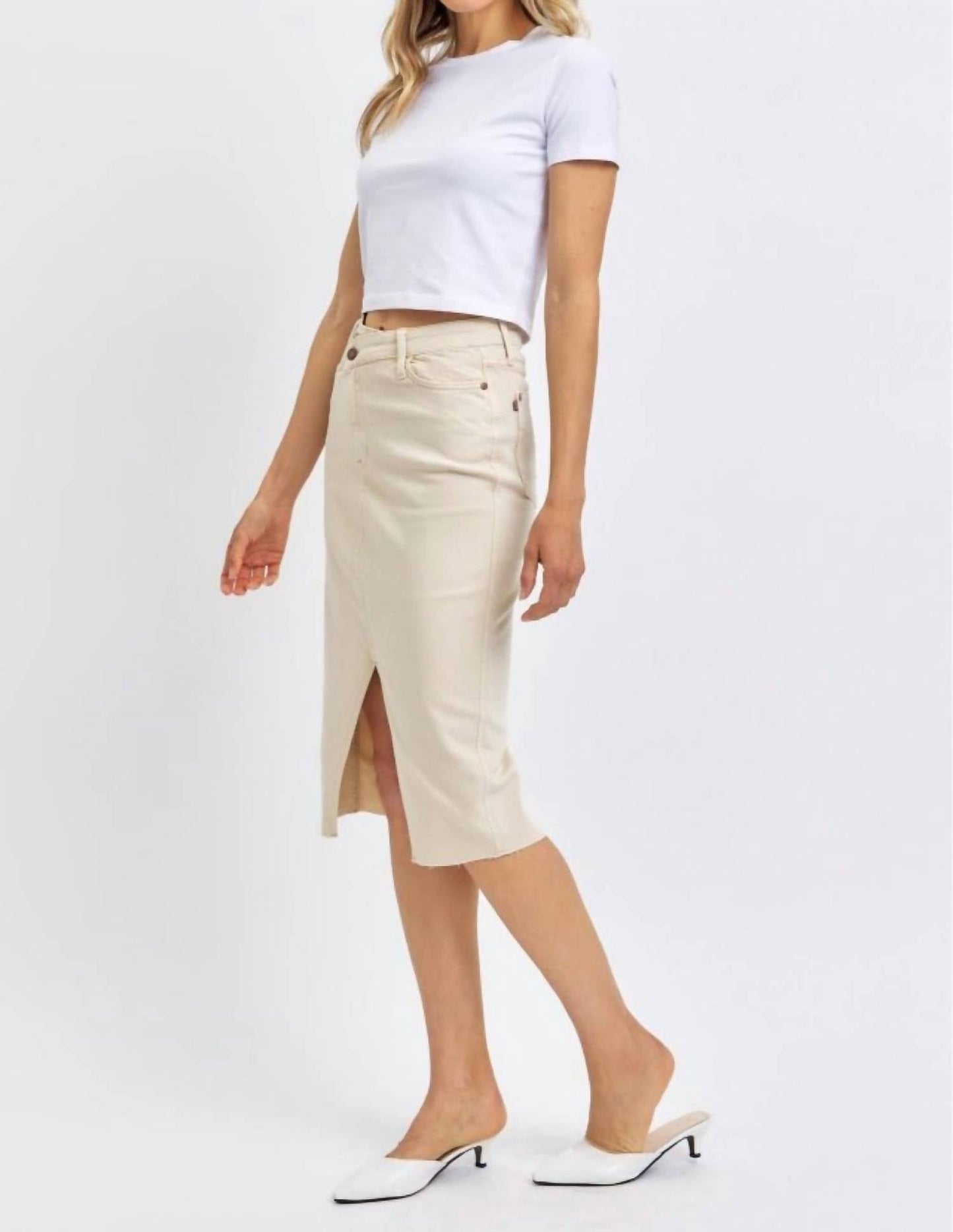 Judy Blue - High Waist Front Slit Denim Skirt