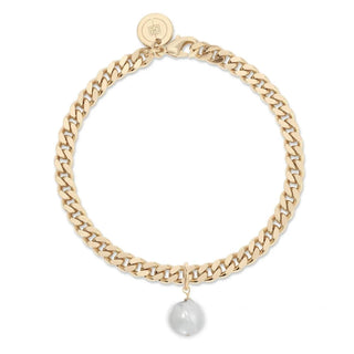Eklexic - Pulseira feminina com pingente de pérola e micro elos
