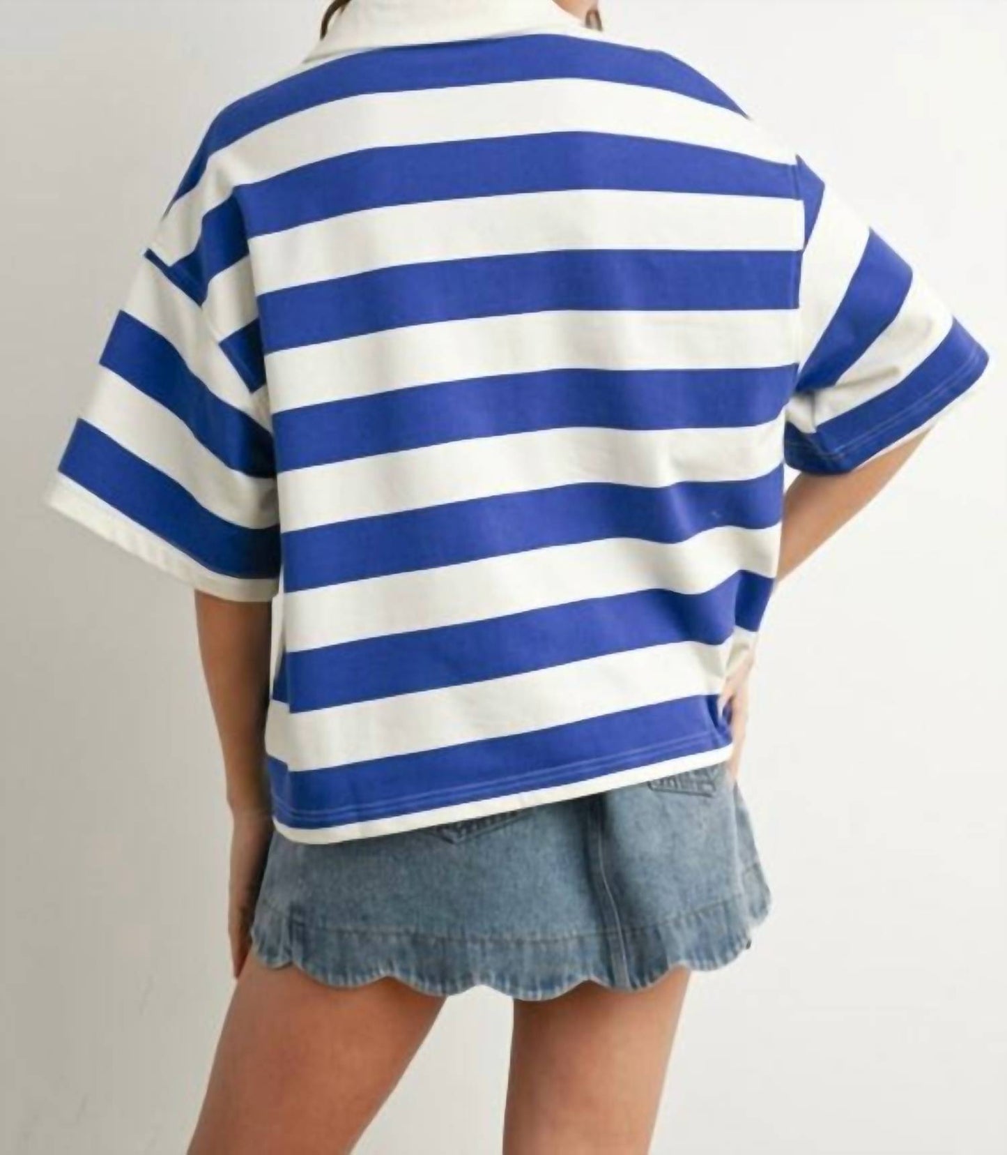 Buttermelon - Striped Oversized Polo Shirt
