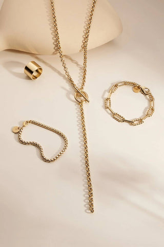 Eklexic - Colar feminino Micro Royal Rolo Toggle Lariat