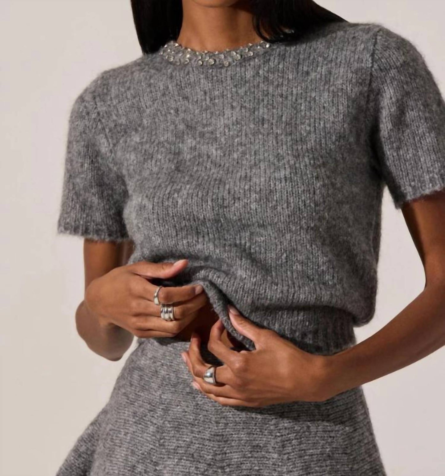 Astr - Malvie Embellished Crewneck Sweater