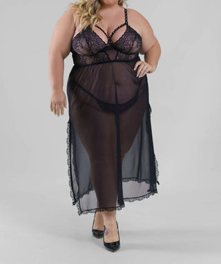 Isayes - Sheer Long Nightwear Gown - Plus