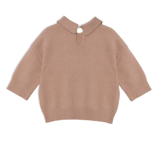 Deux Par Deux - Collared Three-Quarter Knit Top