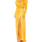 Mac Duggal - V Neckline Long Puff Sleeves Maxi Column Gown