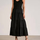 Elan - Sleeveless Tiered Ruffled Hem Woven Knit A-line Dress