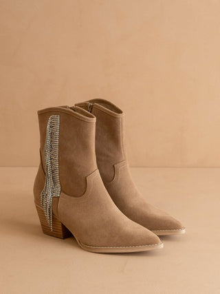 Oasis Society - Bota feminina estilo cowboy com franjas e strass