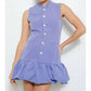 Ina - Sleeveless Bubble Hem Buttoned Mini Dress