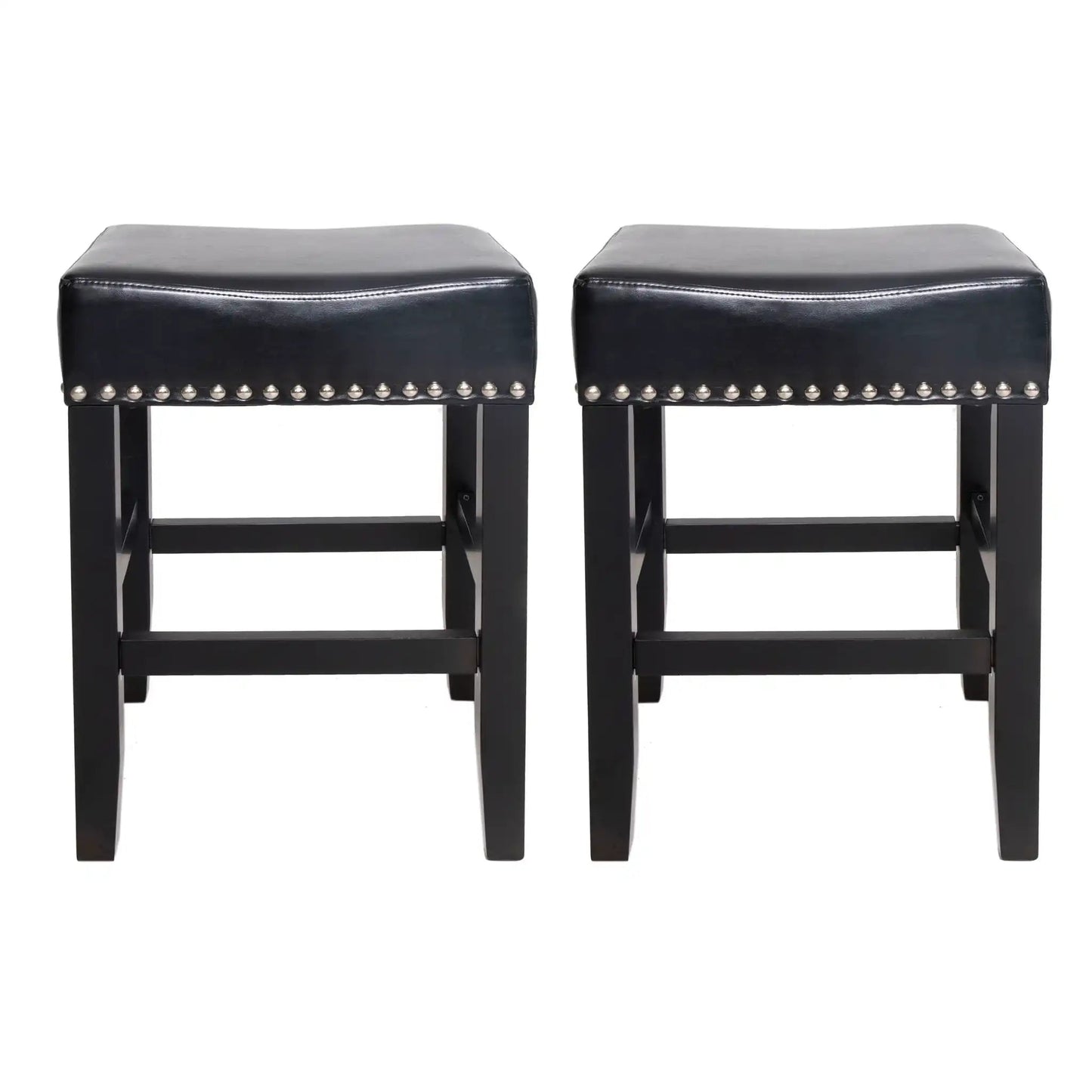 Soltique Backless Dining Counter Stool With Nailhead Trim (Set of 2)