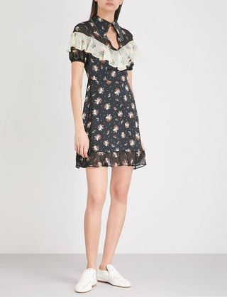 Topshop - Short Western Skater Rodeo com Babados e Estampa Floral