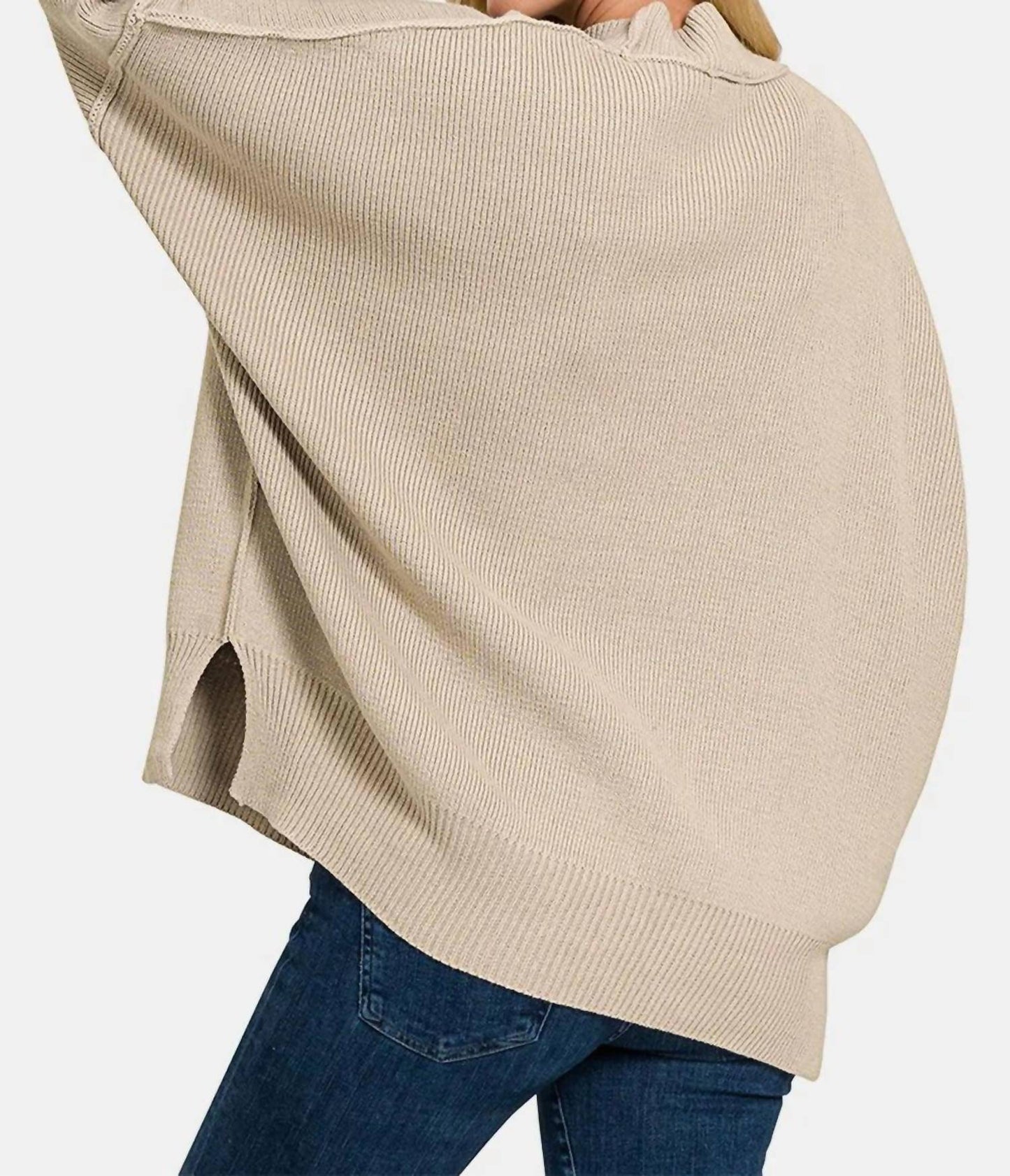 Trendsi - Zenana Side Sit Oversize Sweater