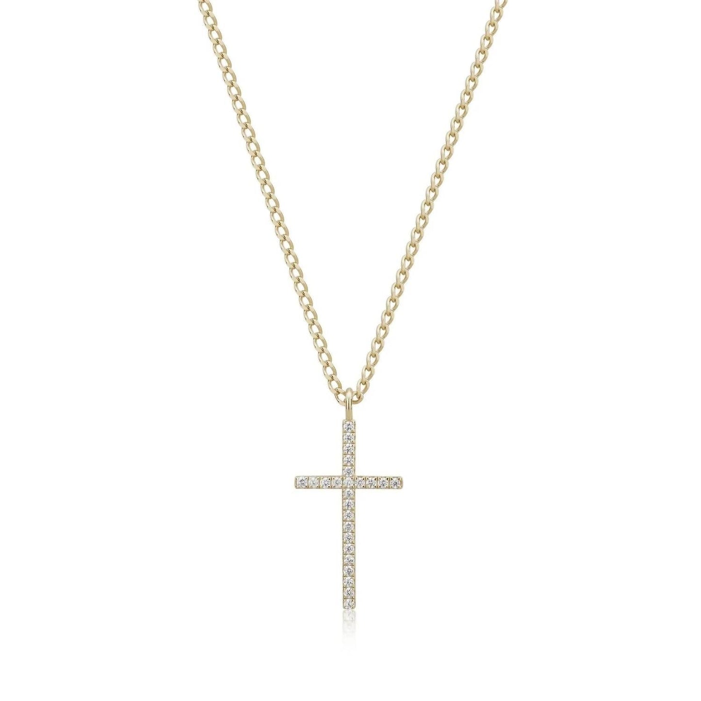 Eklexic - Women's Cz Cross Pendant Necklace