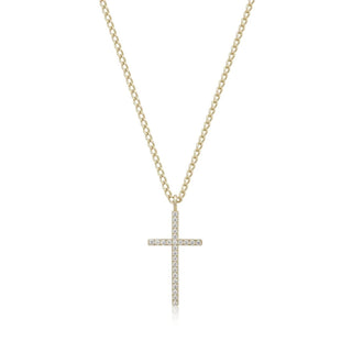 Eklexic - Colar com pingente de cruz Cz feminino