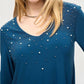 Joseph Ribkoff - Embellished 3/4 Sleeve Fit-and-flare Top