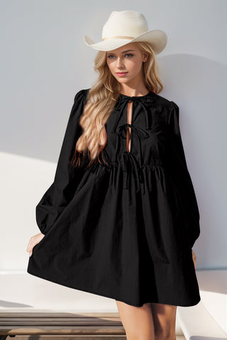 Vestido curto de manga comprida com amarração frontal de Natal Double Take