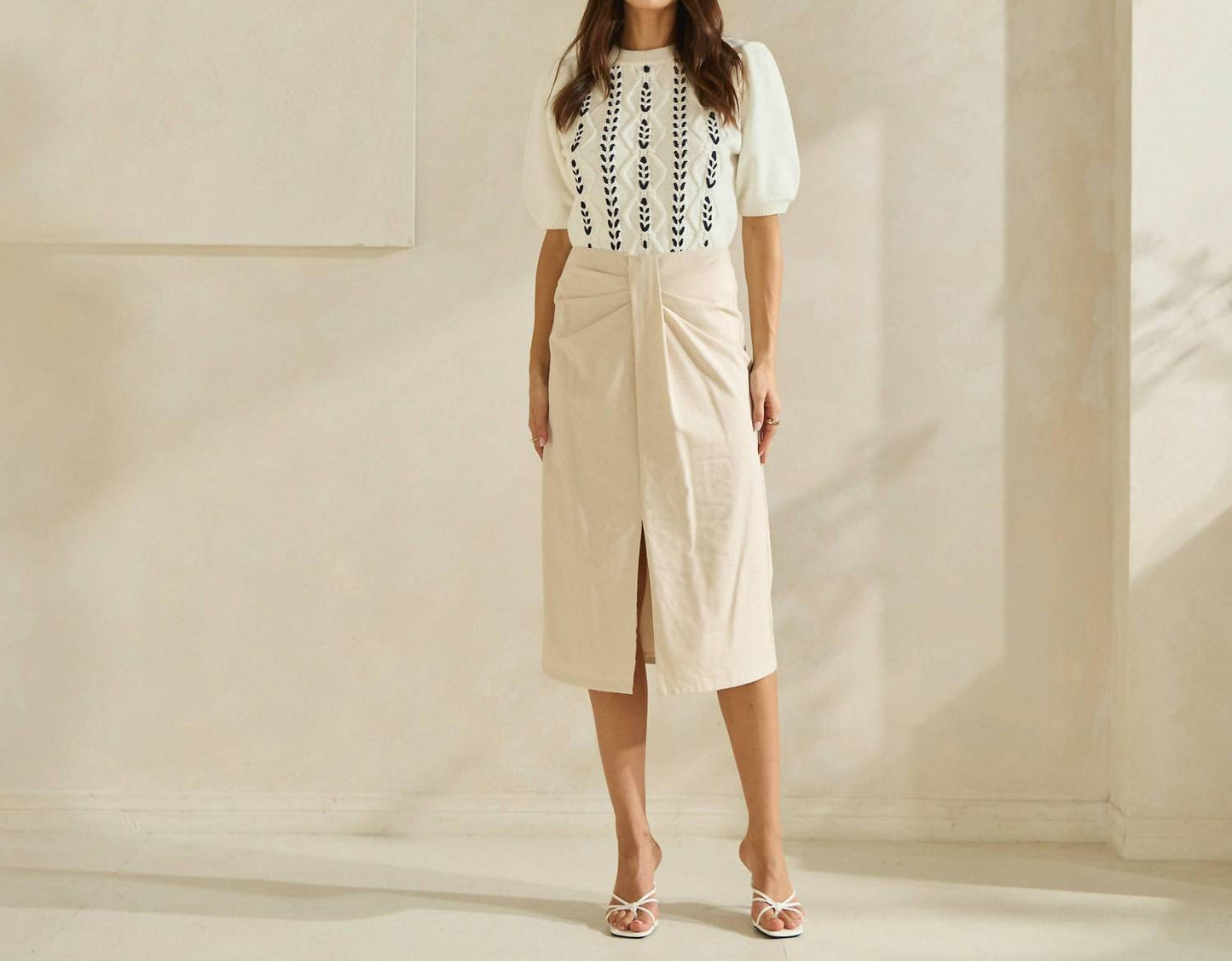 Able - Begged and Pleated Midi Skirt