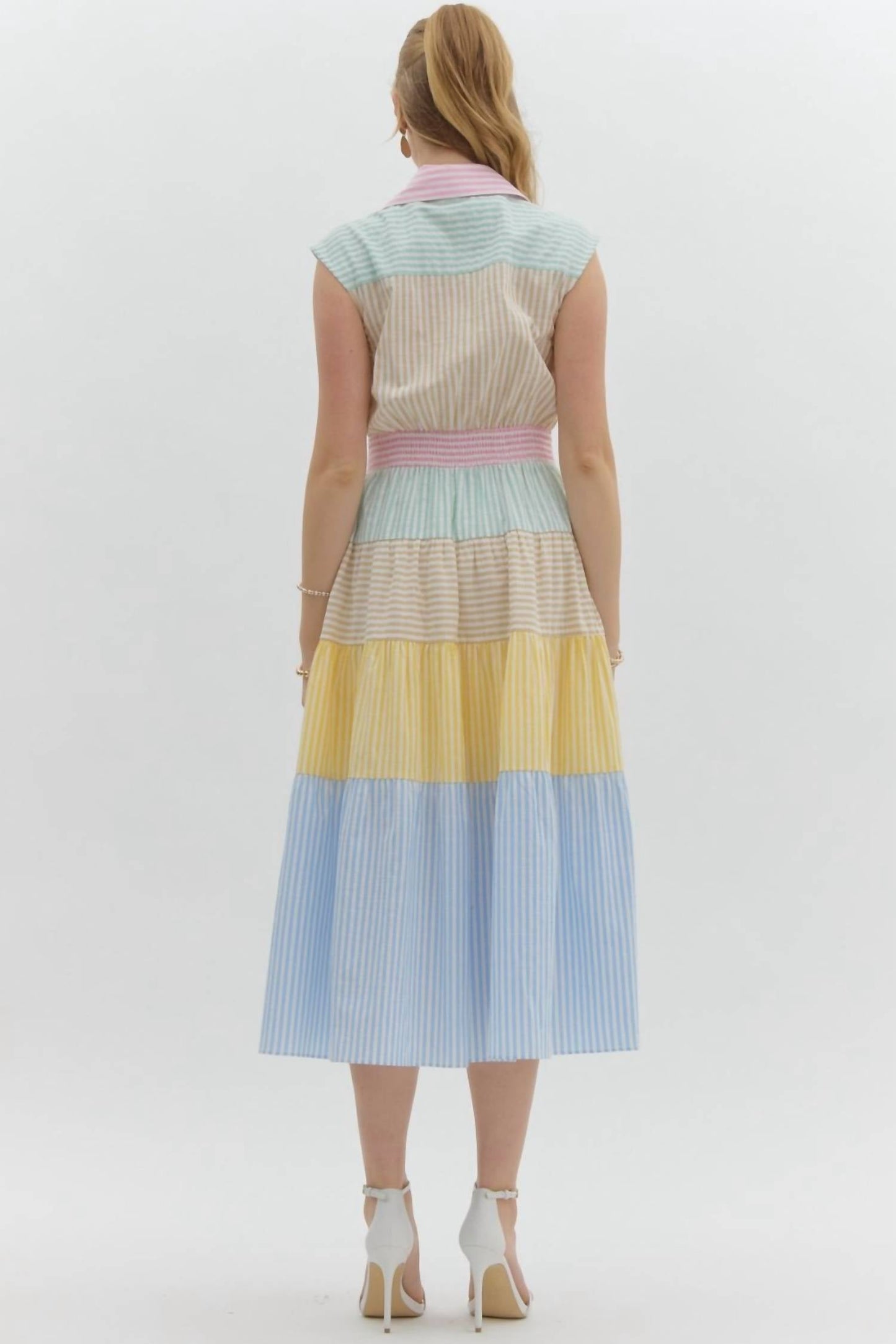 Entro - Striped Midi Dress