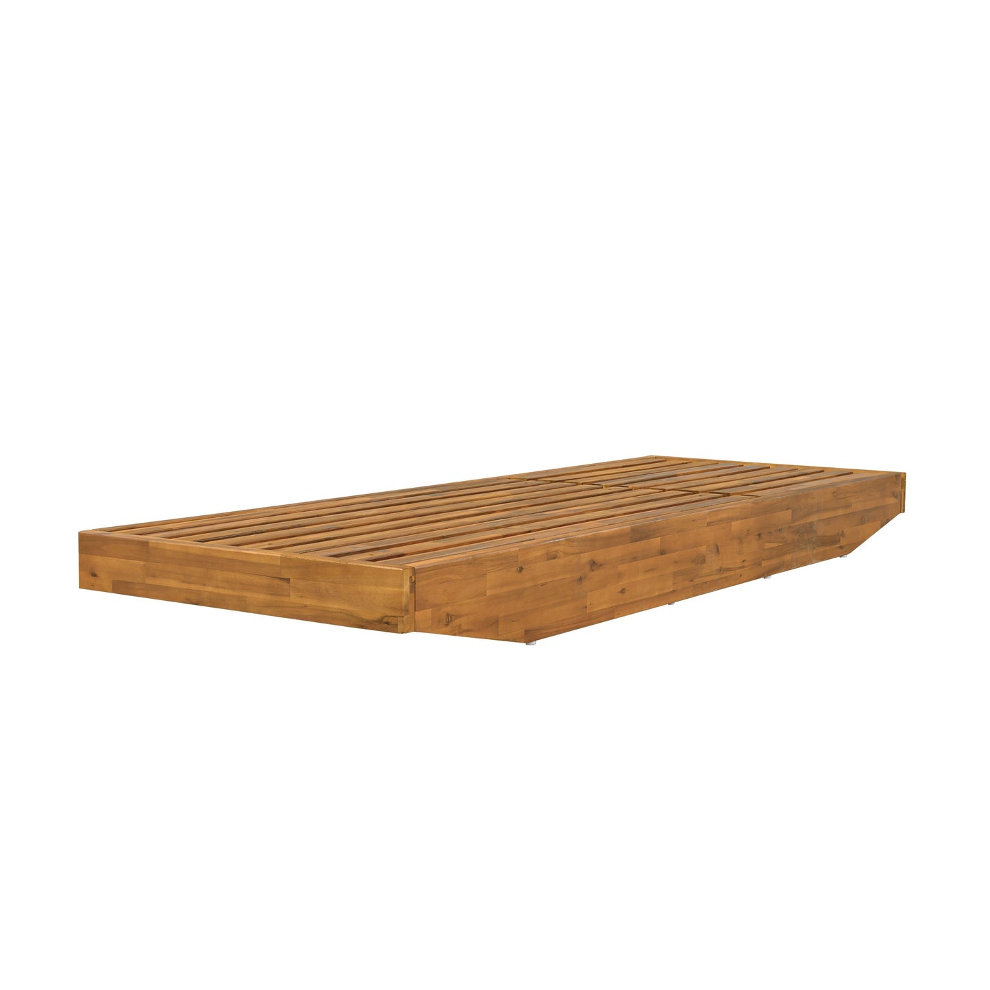 Acacia Wood Chaise Lounge with Cushion - Teak Finish