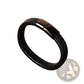 Black Braided Leather Bracelet with Magnetic Clasp