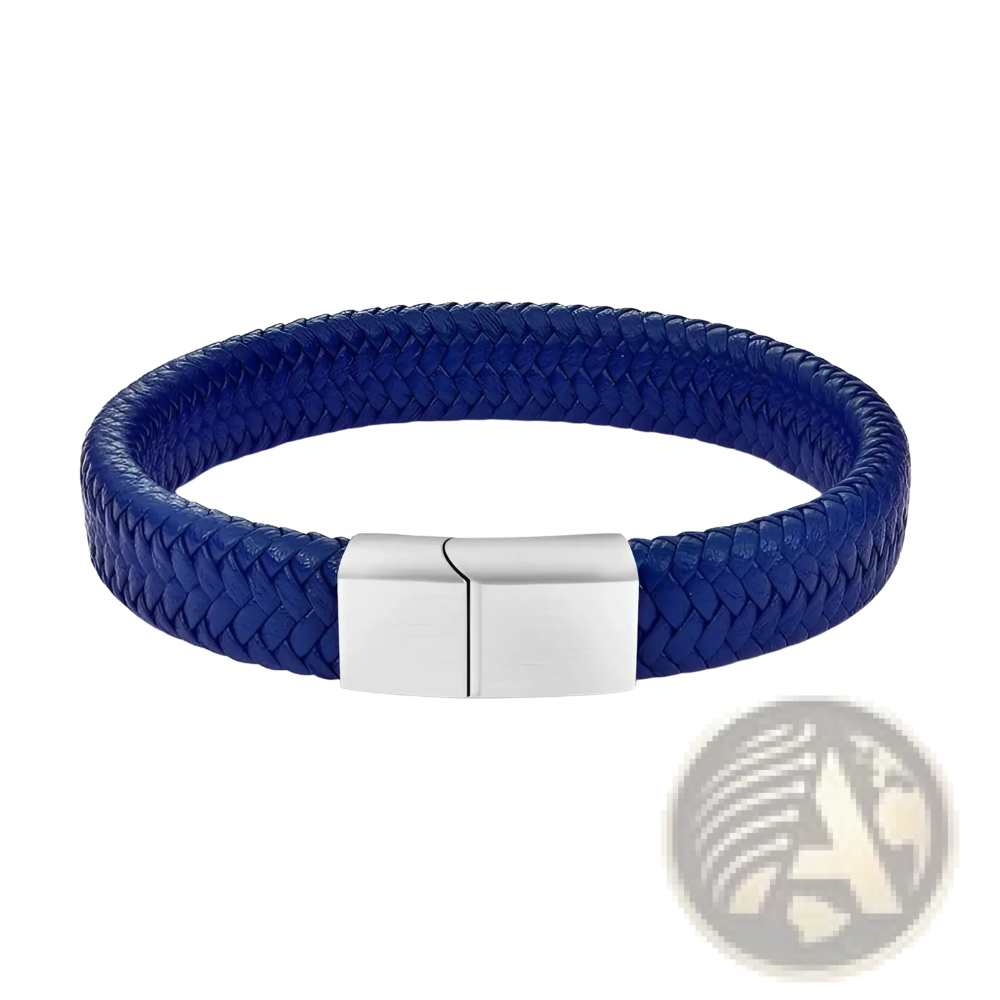 Black Braided Leather Bracelet with Magnetic Clasp