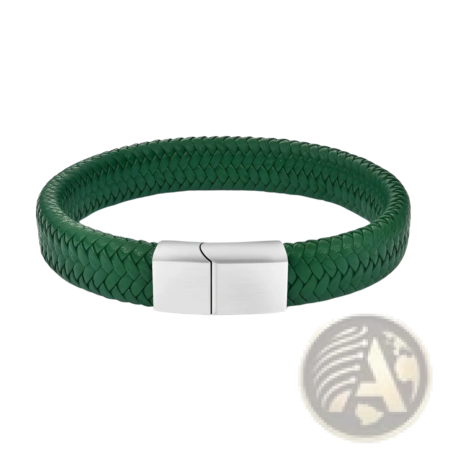 Black Braided Leather Bracelet with Magnetic Clasp