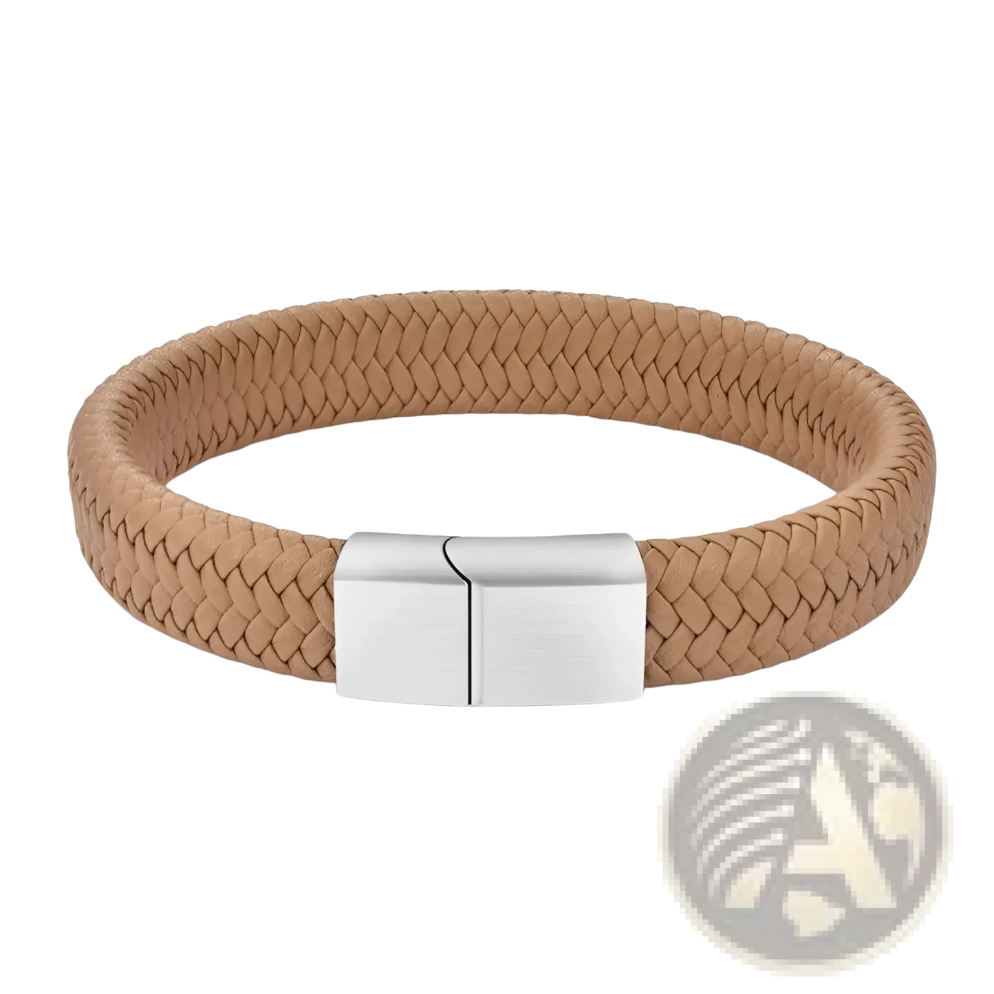 Black Braided Leather Bracelet with Magnetic Clasp