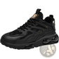 Black Breathable Mesh Sneakers with Gold Accents