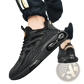 Black Breathable Mesh Sneakers with Gold Accents