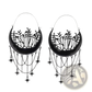 Black Crescent Moon Tassel Earrings with Star Chains