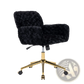 Black Faux Fur Office Chair with Gold Base