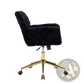 Black Faux Fur Office Chair with Gold Base