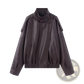 Black Faux Leather High Collar Women's Moto Jacket