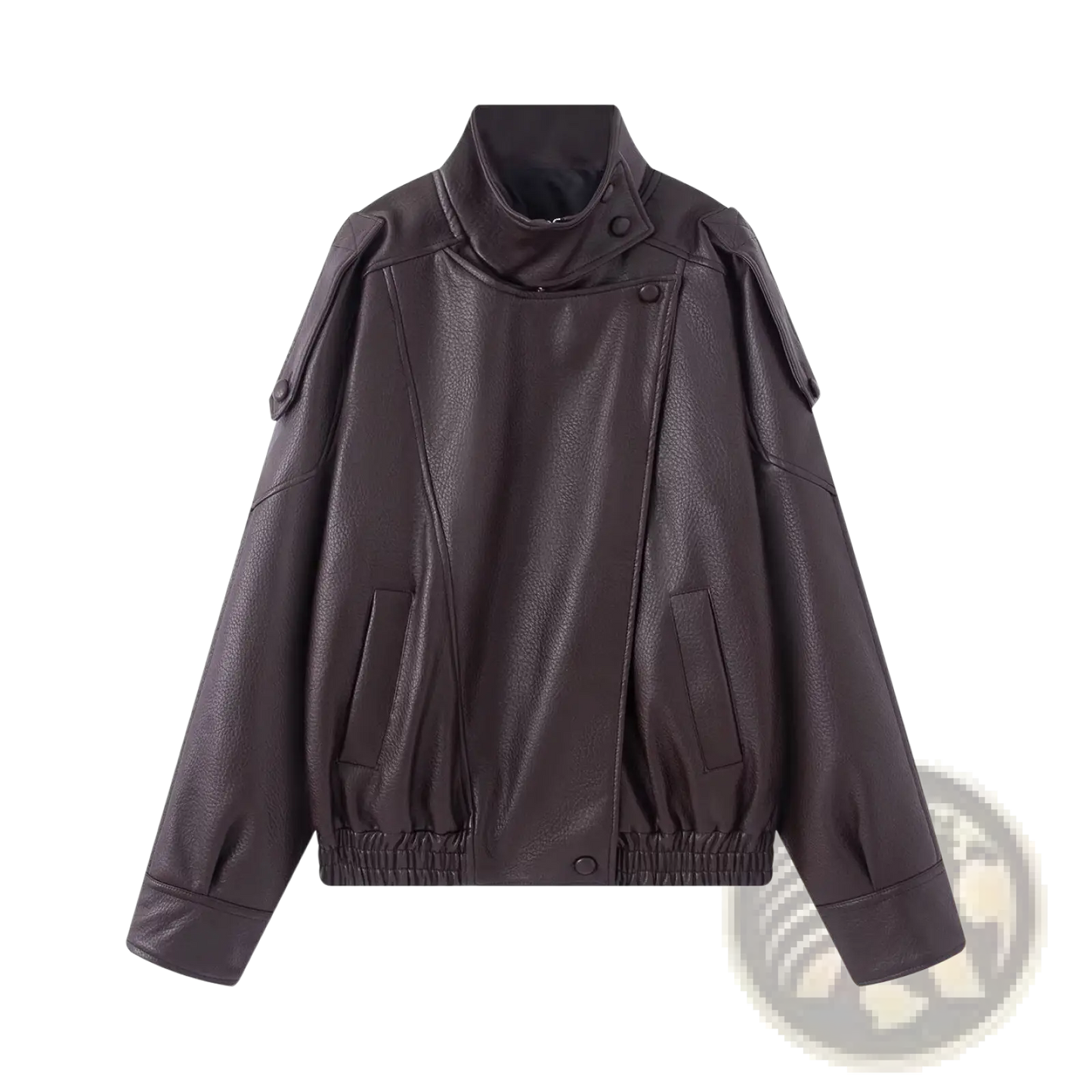 Black Faux Leather High Collar Women's Moto Jacket