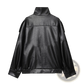 Black Faux Leather High Collar Women's Moto Jacket