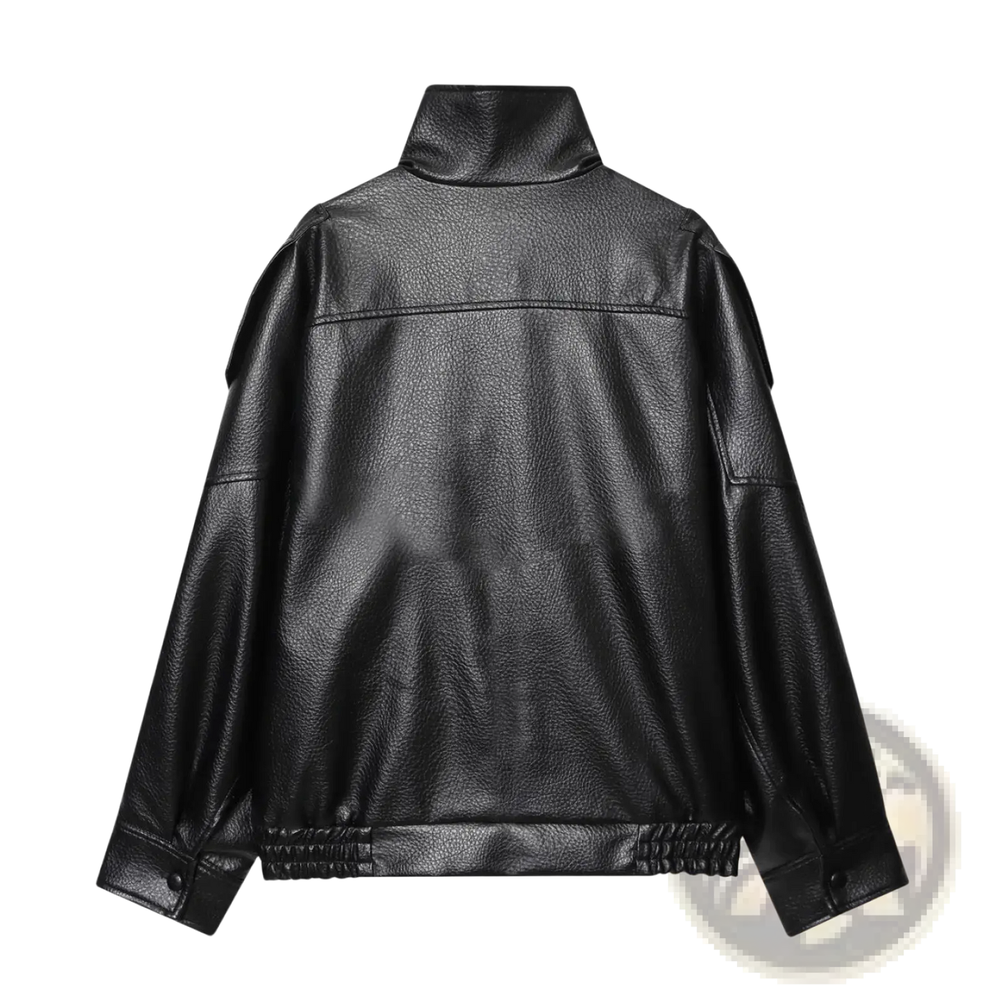 Black Faux Leather High Collar Women's Moto Jacket