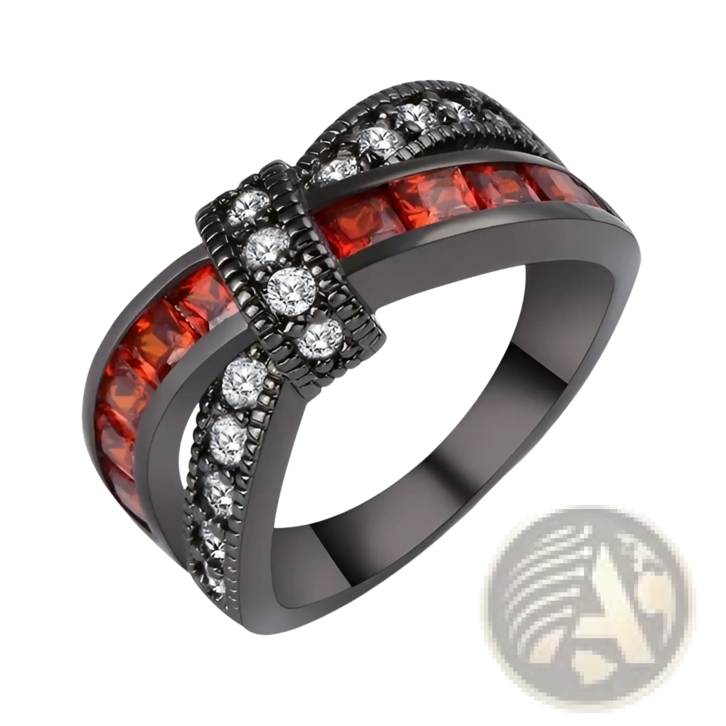 Black Gold Red Zircon Intertwined Dragon Ring