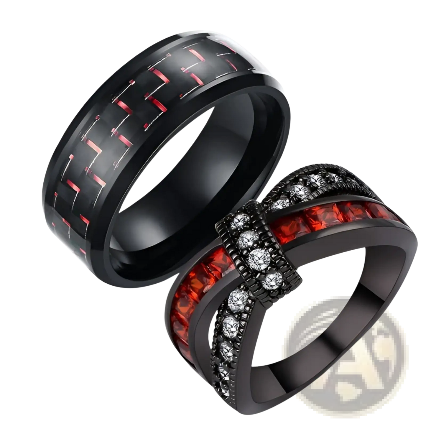 Black Gold Red Zircon Intertwined Dragon Ring
