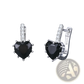 Black Heart Zircon Sterling Silver Huggie Earrings