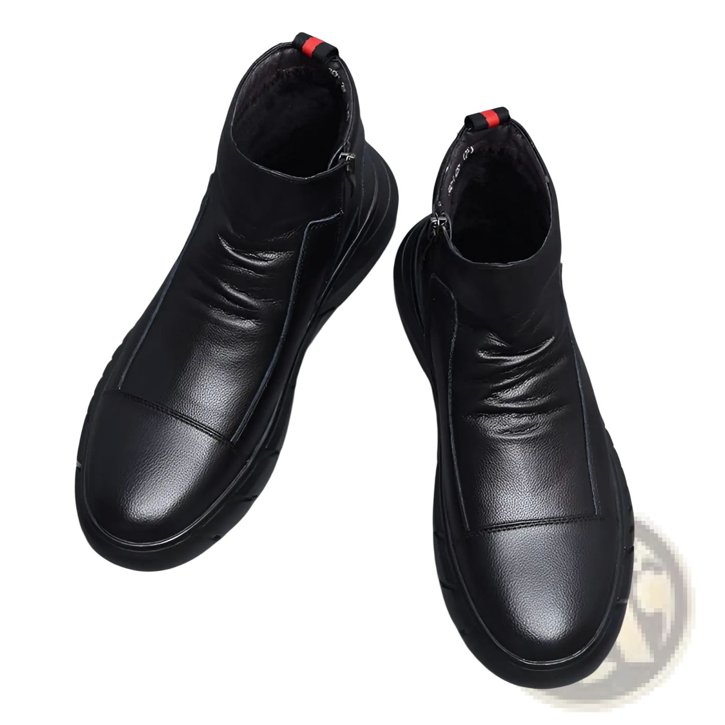 Black Leather High Top Boots with Chunky Sole