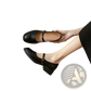 Black Leather Mary Jane Shoes with Block Heel