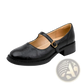 Black Leather Mary Jane Shoes with Block Heel