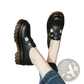 Black Leather Platform Brogue Mary Jane Shoes