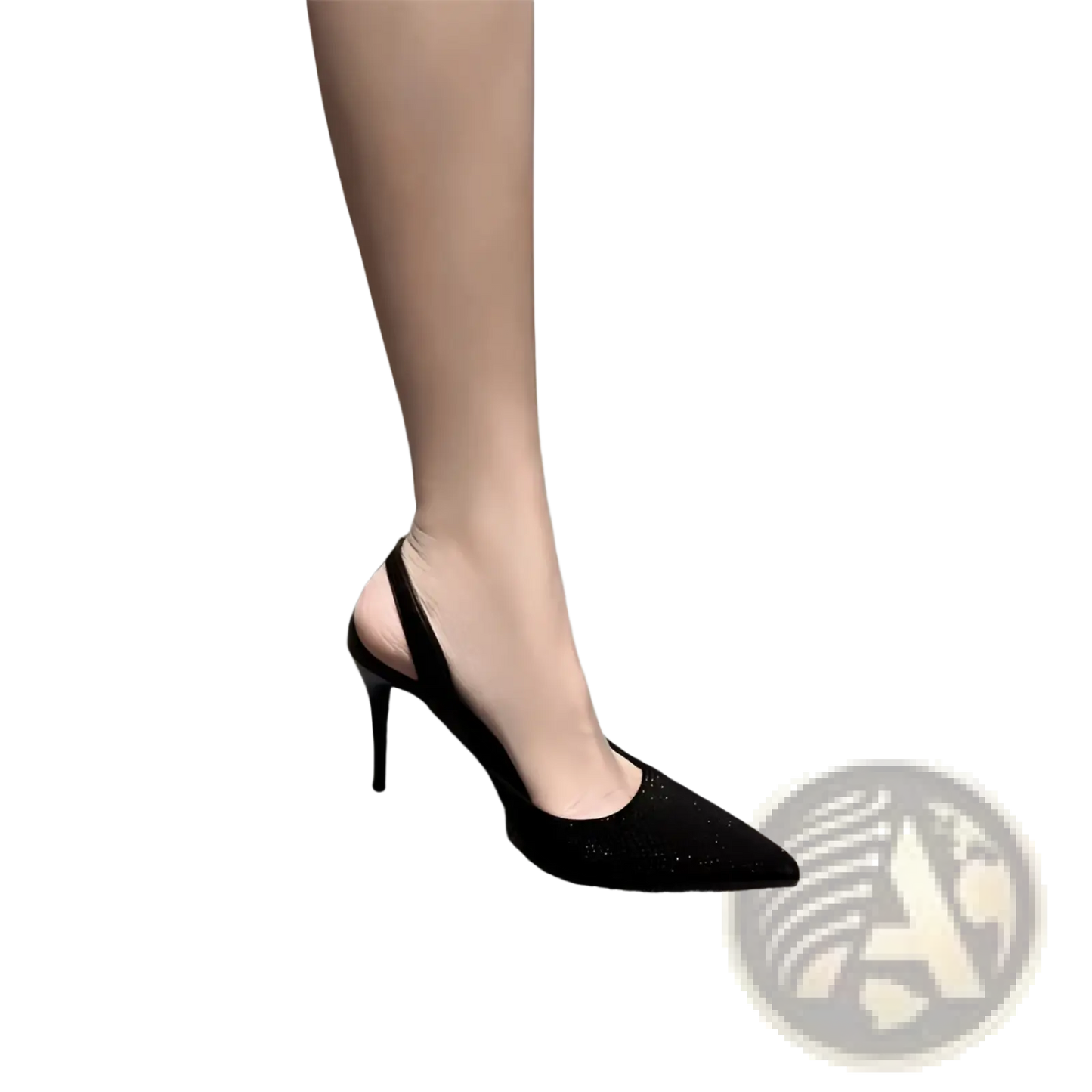 Black Rhinestone Slingback Stiletto Heels