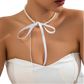 Black Satin and Pearl Ribbon Choker Bow Jewelry Set