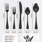 Black Silverware Set 30 Piece Stainless Steel for 6