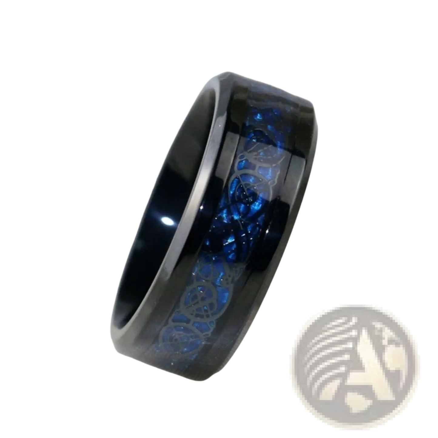 Black Titanium Blue Heart Sapphire Claddagh Wedding Ring Set
